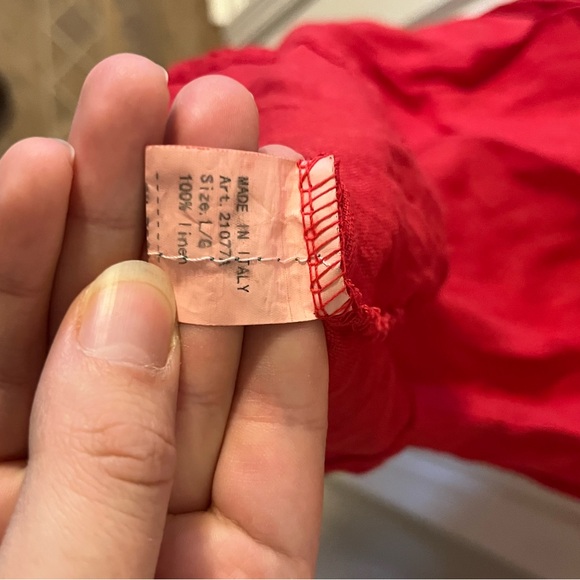 Linen Red Sleeveless Ruffle Dress - Picture 3 of 3